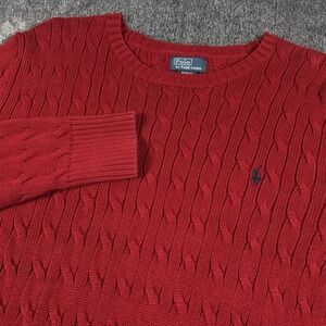 Polo by Ralph Lauren Red Cable Knit Sweater